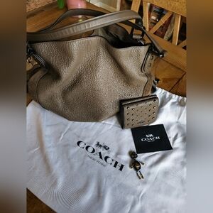 Coach Leather & Suede bag W/matching Wallet & Coach Robot Charm